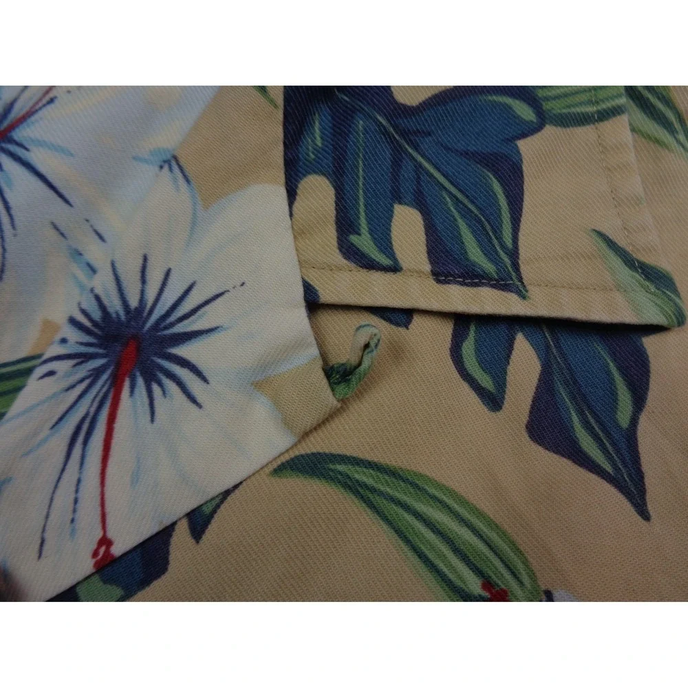 VTG Polo Ralph Lauren Loop Collar Shirt Men XL Blue Clayton Hawaiian Floral